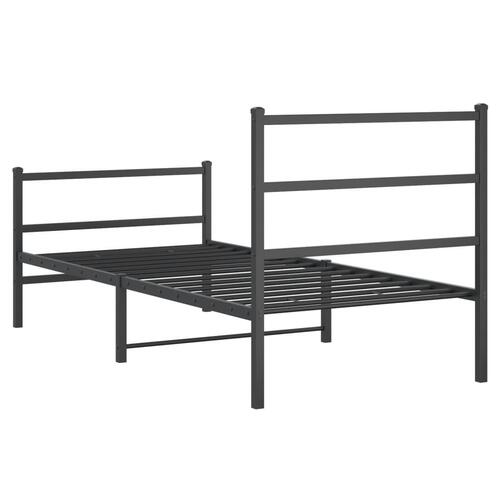 Sengeramme med sengegavl og fodgærde 90x190 cm metal sort