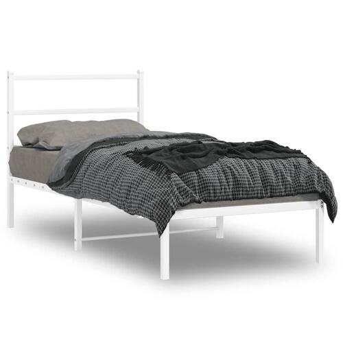 Sengeramme med sengegavl 90x190 cm metal hvid