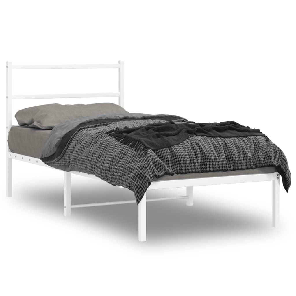 Sengeramme med sengegavl 90x190 cm metal hvid
