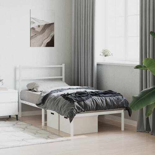 Sengeramme med sengegavl 90x190 cm metal hvid
