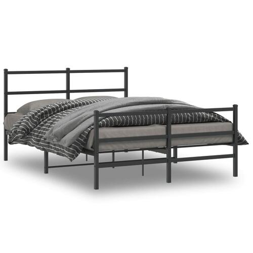 Sengeramme med sengegavl og fodgærde 135x190 cm metal sort