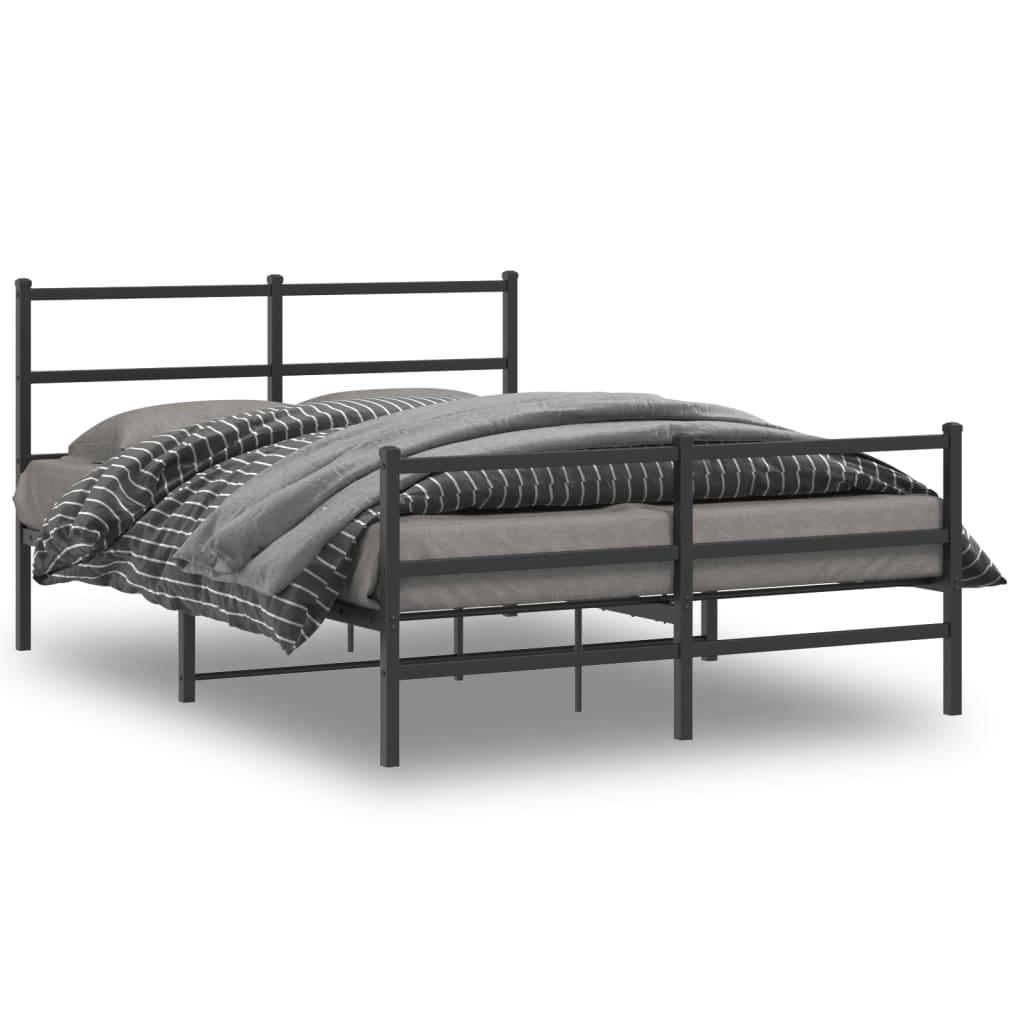 Sengeramme med sengegavl og fodgærde 135x190 cm metal sort