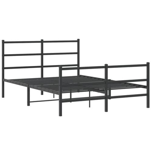 Sengeramme med sengegavl og fodgærde 135x190 cm metal sort