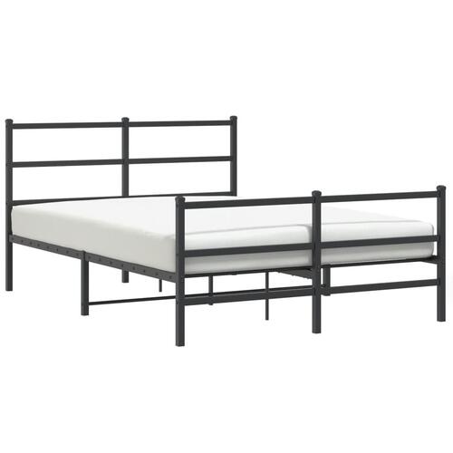 Sengeramme med sengegavl og fodgærde 135x190 cm metal sort