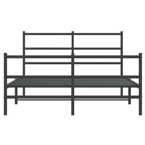 Sengeramme med sengegavl og fodgærde 135x190 cm metal sort