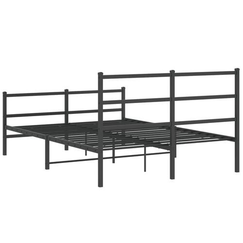 Sengeramme med sengegavl og fodgærde 135x190 cm metal sort