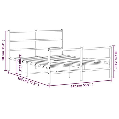 Sengeramme med sengegavl og fodgærde 135x190 cm metal sort