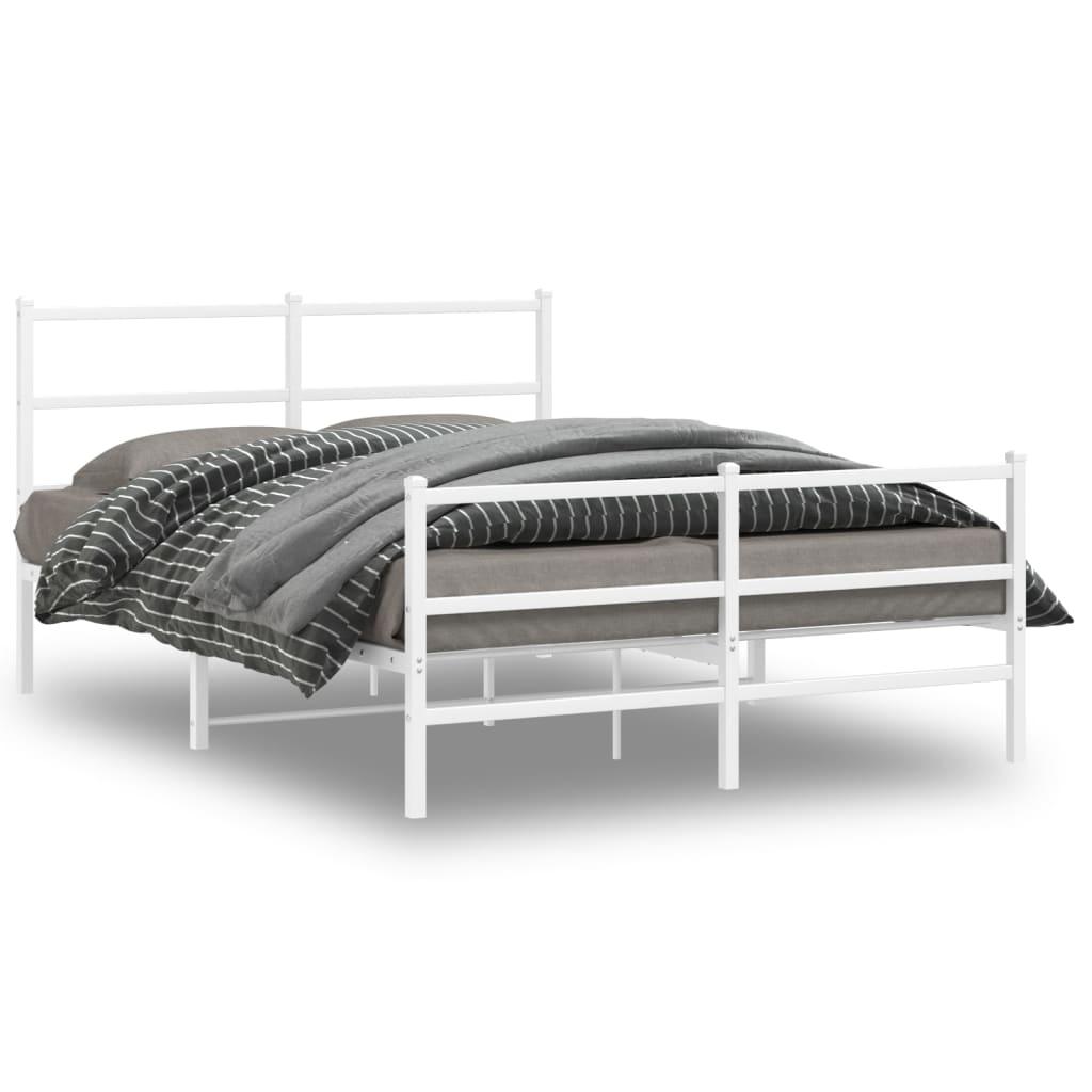 Sengeramme med sengegavl og fodgærde 135x190 cm metal hvid