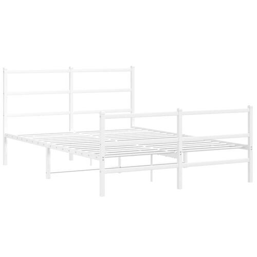 Sengeramme med sengegavl og fodgærde 135x190 cm metal hvid