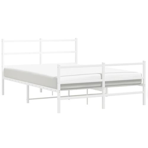 Sengeramme med sengegavl og fodgærde 135x190 cm metal hvid