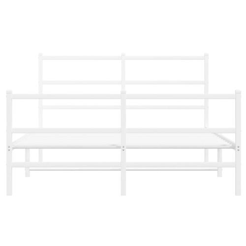 Sengeramme med sengegavl og fodgærde 135x190 cm metal hvid