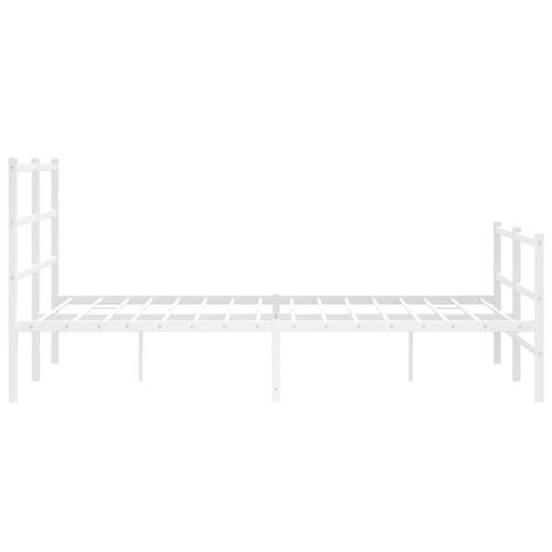 Sengeramme med sengegavl og fodgærde 135x190 cm metal hvid