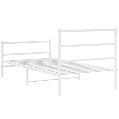 Sengeramme med sengegavl og fodgærde 100x200 cm metal hvid