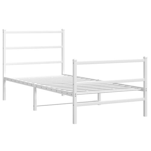 Sengeramme med sengegavl og fodgærde 90x200 cm metal hvid