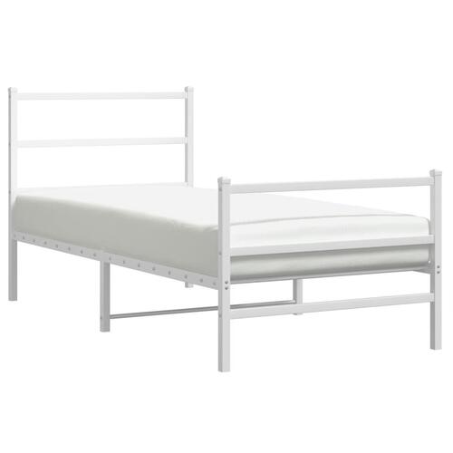 Sengeramme med sengegavl og fodgærde 90x200 cm metal hvid