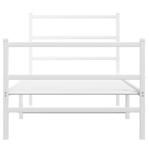 Sengeramme med sengegavl og fodgærde 90x200 cm metal hvid