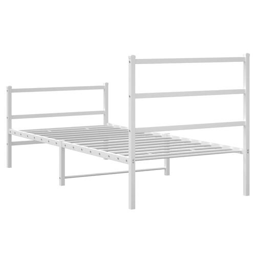 Sengeramme med sengegavl og fodgærde 90x200 cm metal hvid