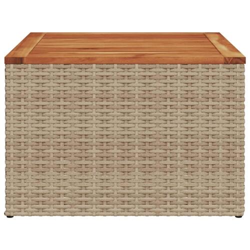 Havebord 55x55x37 cm polyrattan og akacietræ beige
