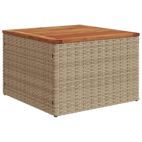 Havebord 55x55x37 cm polyrattan og akacietræ beige