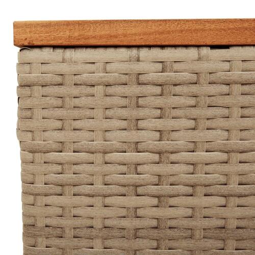 Havebord 55x55x37 cm polyrattan og akacietræ beige