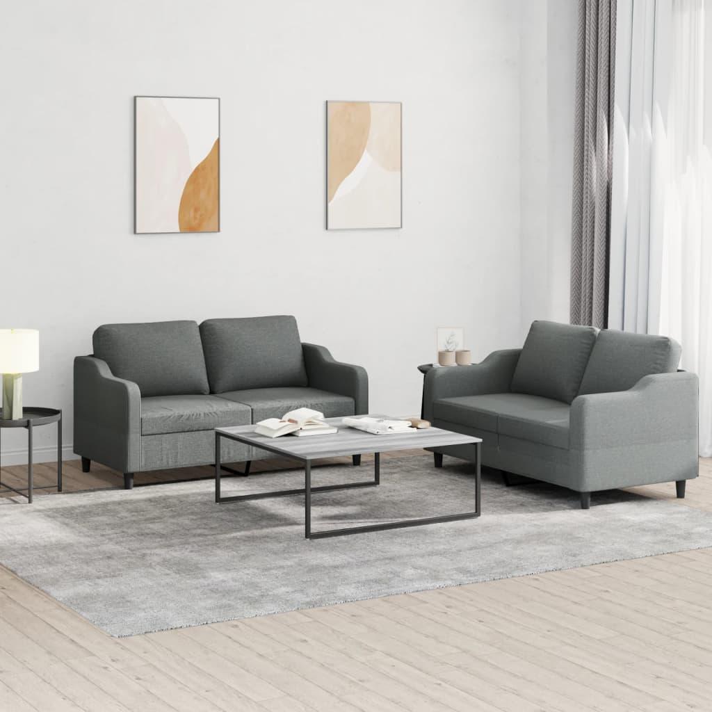 2 personers sofa med hynder stof mørkegrå