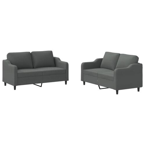 2 personers sofa med hynder stof mørkegrå