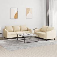 2 personers sofa med hynder stof cremefarvet