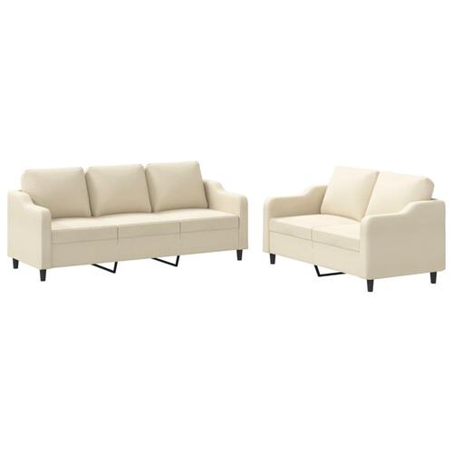 2 personers sofa med hynder stof cremefarvet