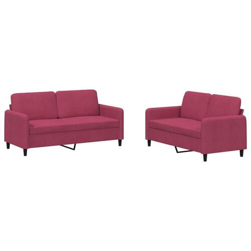 2 personers sofa velour vinrød