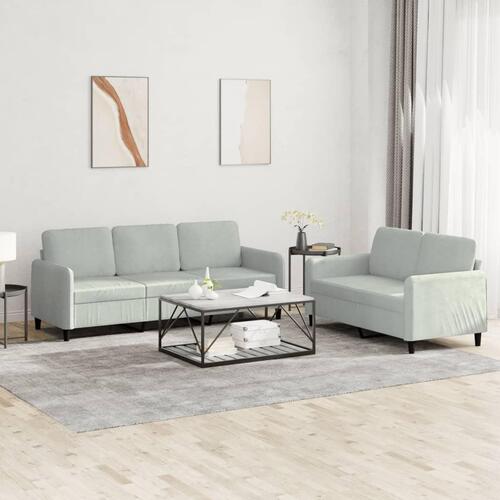 2 personers sofa velour lysegrå