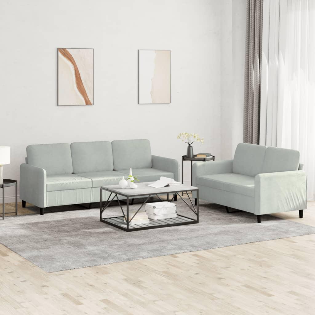 2 personers sofa velour lysegrå