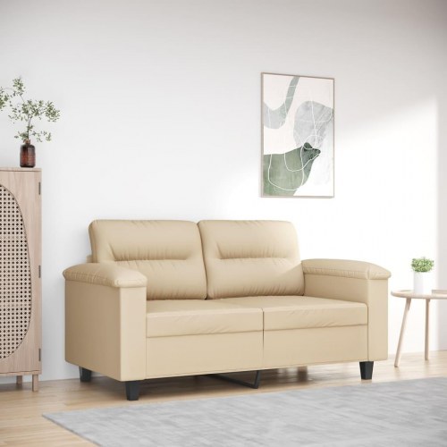 2-personers sofa i mikrofiber - cremefarvet