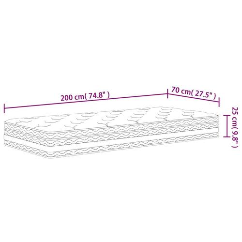 Springmadras med pocketfjedre 70x200 cm medium fast