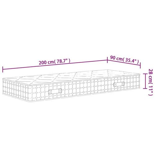 Springmadras med pocketfjedre 90x200 cm medium