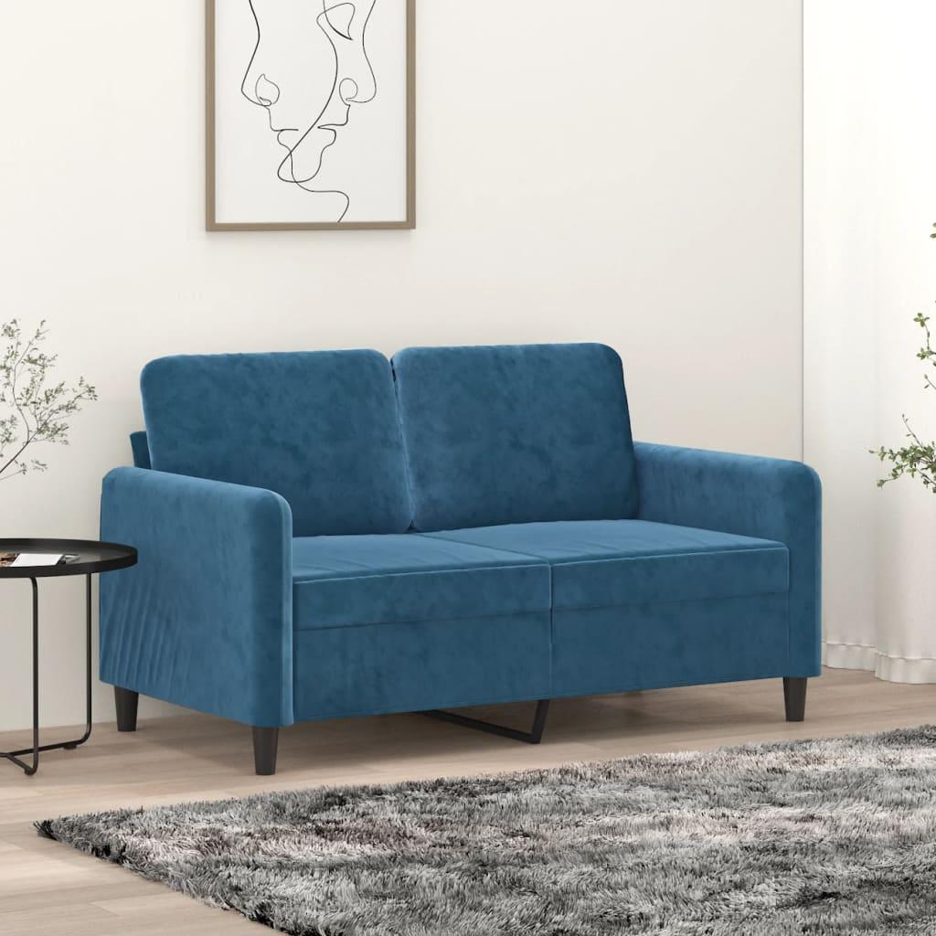 2-personers sofa 120 cm fløjl blå billede