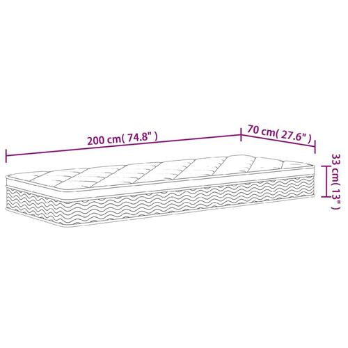 Springmadras med pocketfjedre 70x200 cm medium fast