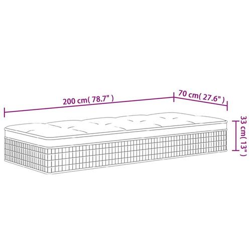 Springmadras med pocketfjedre 70x200 cm medium fast