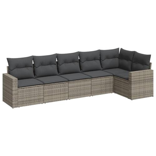 Sofasæt til haven 6 dele med hynder polyrattan grå