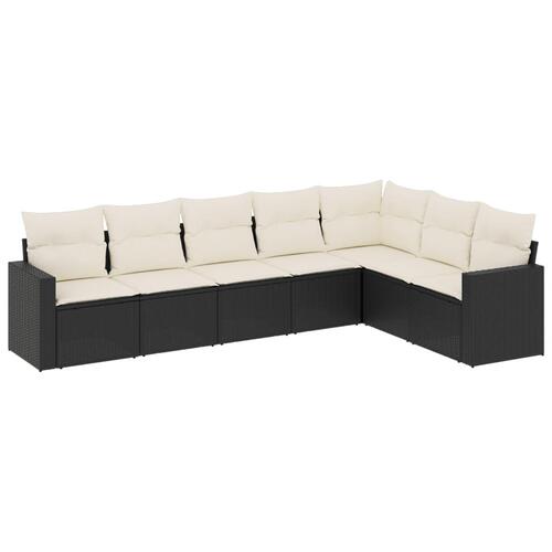 Sofasæt til haven 7 dele med hynder polyrattan sort