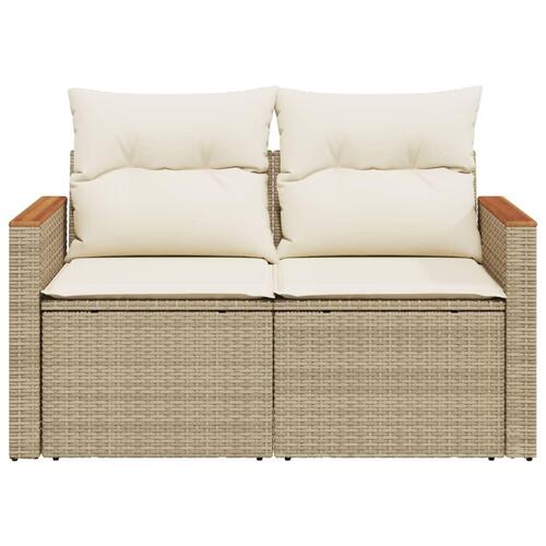 2-personers havesofa med hynder polyrattan beige