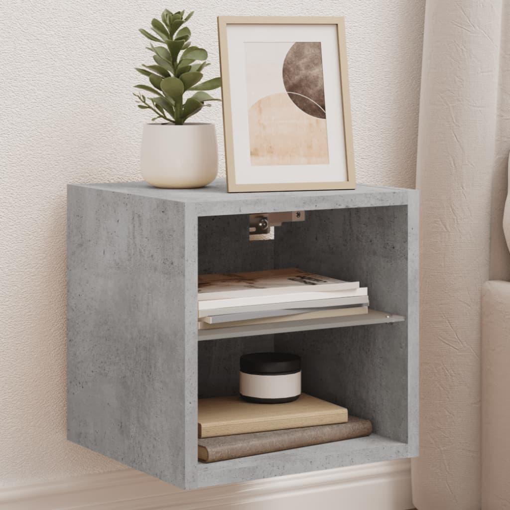 Væghængt tv-bord med LED-lys 30x28,5x30 cm betongrå