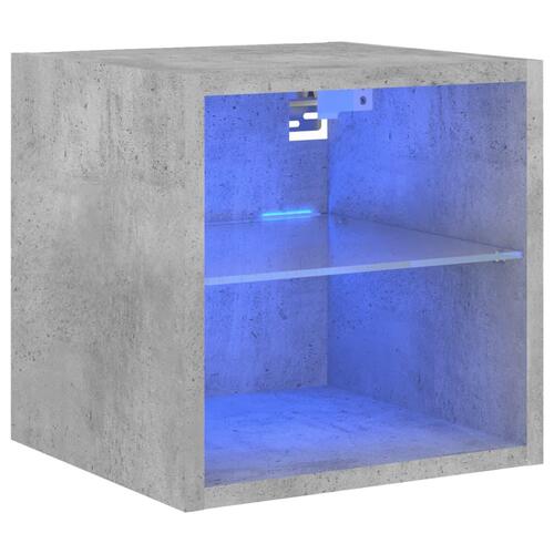 Væghængt tv-bord med LED-lys 30x28,5x30 cm betongrå