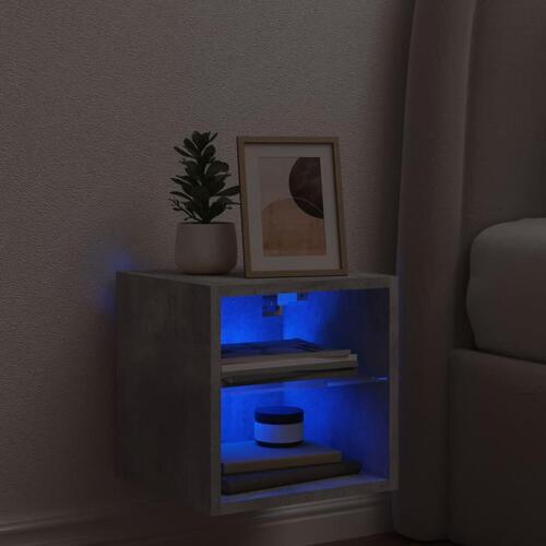 Væghængt tv-bord med LED-lys 30x28,5x30 cm betongrå