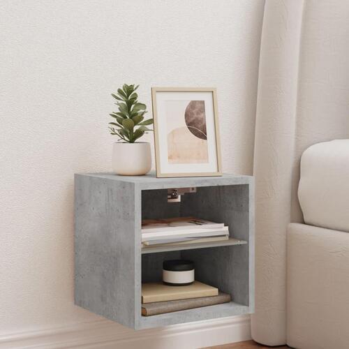 Væghængt tv-bord med LED-lys 30x28,5x30 cm betongrå