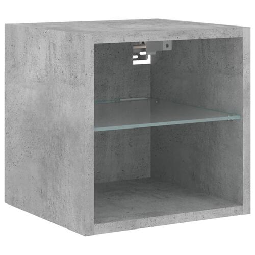 Væghængt tv-bord med LED-lys 30x28,5x30 cm betongrå