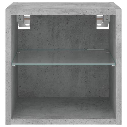 Væghængt tv-bord med LED-lys 30x28,5x30 cm betongrå