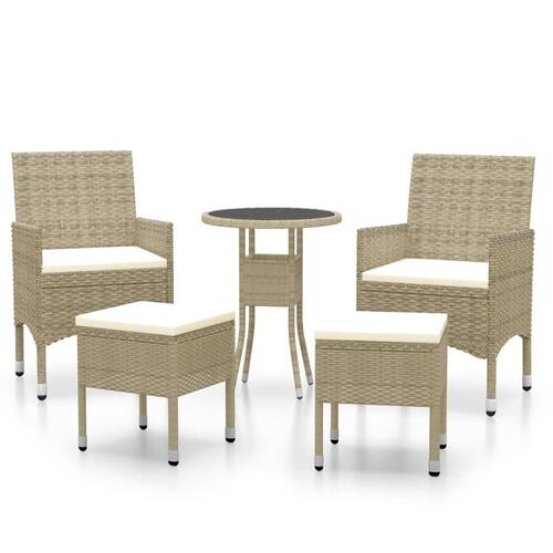 Loungesæt til haven 5 dele polyrattan beige