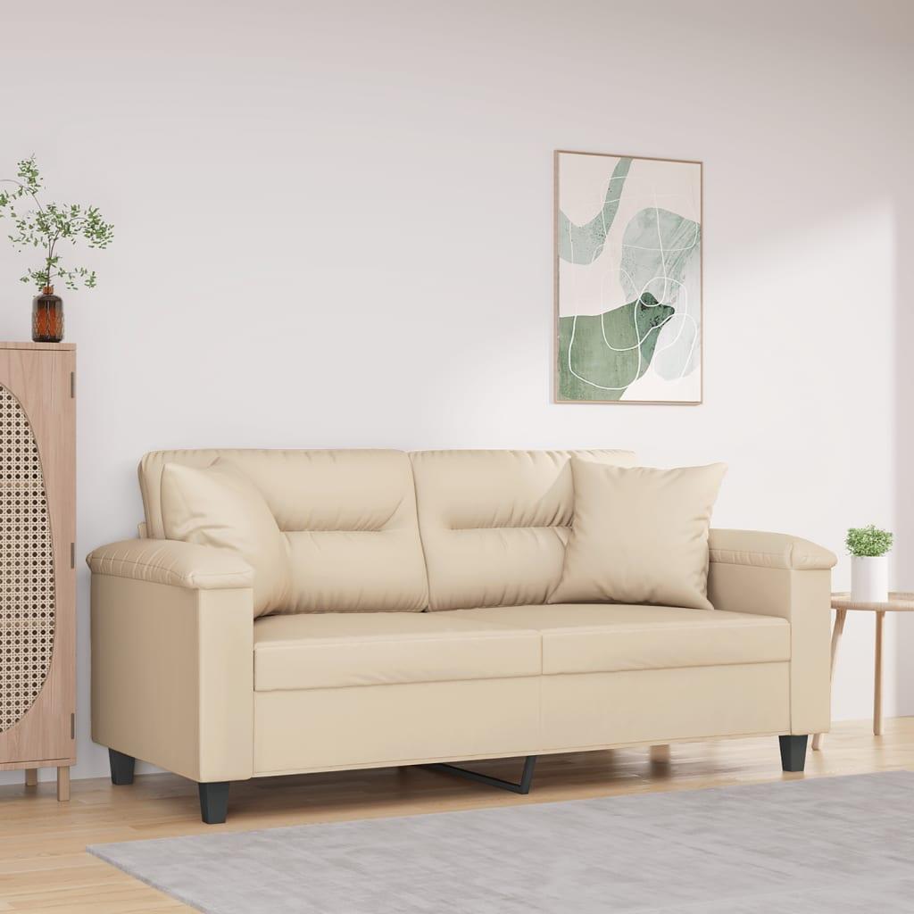 2-Personers Sofa Med Puder Mikrofiberstof - 140 cm / Creme