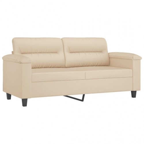 2-personers sofa i mikrofiber med puder 140 cm - creme