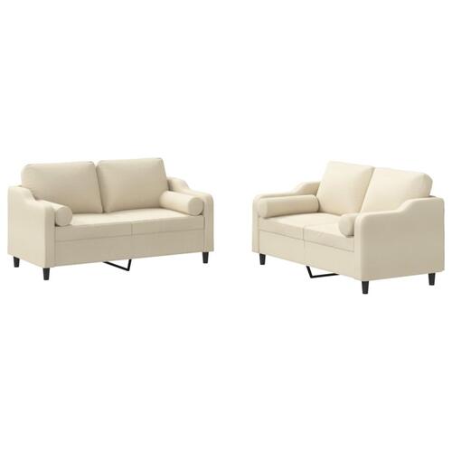 2 personers sofa med puder stof cremefarvet